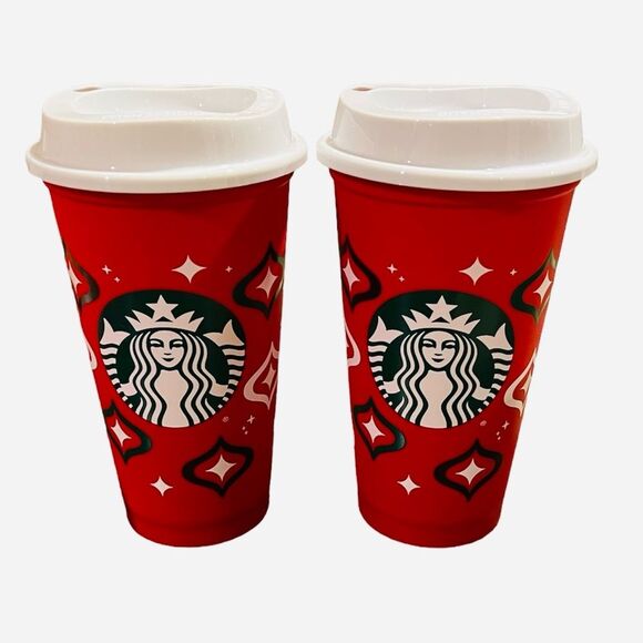 ☕️ Starbucks Holiday 2023 Reusable Coffee Cups & Lids (Set of 2) ☕️ - Picture 3 of 10